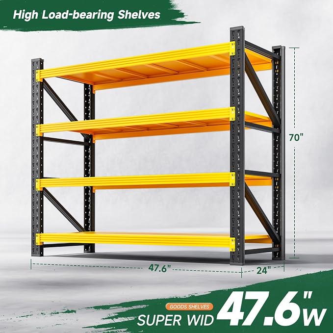 Letaya 3000LBS Heavy Duty Storage Shelves, 4 Tier Large Tall Industrial Shelving - Image 2