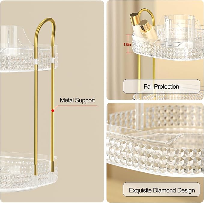 360 Rotating Makeup Organizer 2 Tier, Large Skincare Clear Make Up Storage - Image 6