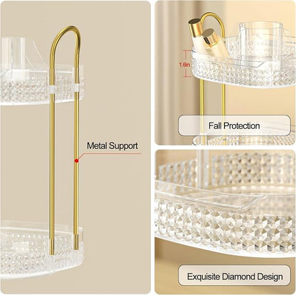 360 Rotating Makeup Organizer 2 Tier, Large Skincare Clear Make Up Storage - Image 6