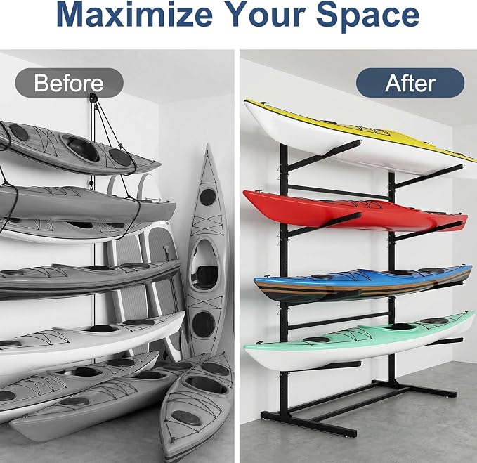LILYPELLE Kayak Storage Rack, Heavy Duty Kayak Rack, Wall Mount, Freestanding - Image 8