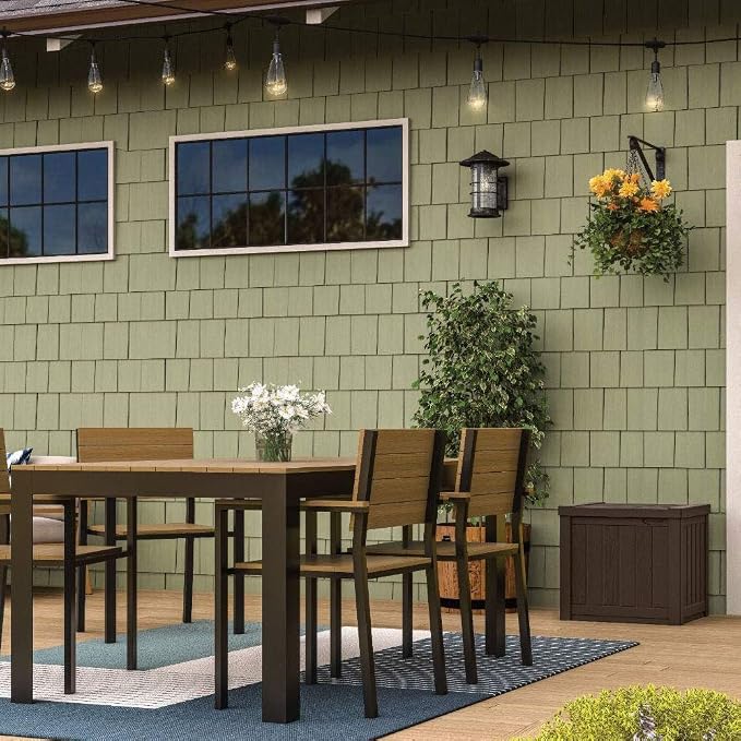 Suncast 17 x 22 Inch Resin 22-Gallon Patio Storage Deck Box, Java Brown - Image 9