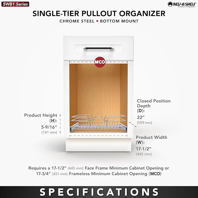 Rev-A-Shelf Kitchen Cabinet Pullout Shelf and Drawer Organizer Slide Out Pantry - Image 5