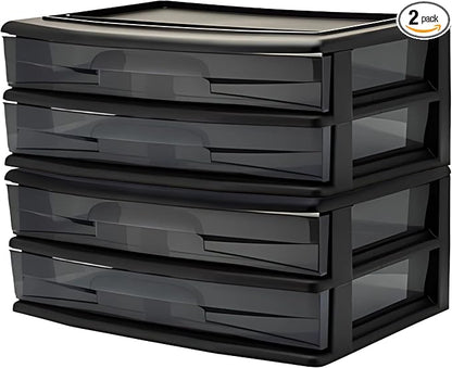 HOMZ 2-Pack 2-Drawer Storage Cart, Plastic Drawers by Homz