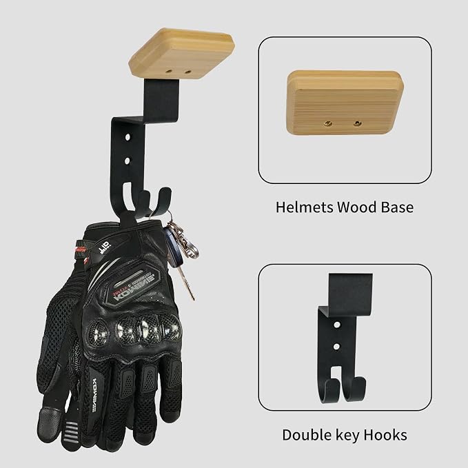 2-Pack Helmet Holder Wall Mount, Helmet Hanger, Motorcycle Gear Rack - Image 2