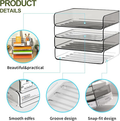 FANXIYQ 4-Tier Acrylic Paper Tray Organizer, Tool-Free Design - Image 8