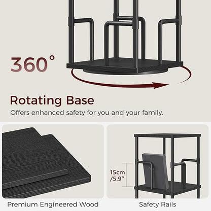 MAHANCRIS 5-Tier Rotating Bookshelf, Freestanding Corner Bookshelf, 360° - Image 6