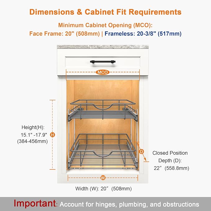 ALINE FURNITURE 2-Tier Pull Out Cabinet Organizer - Image 2