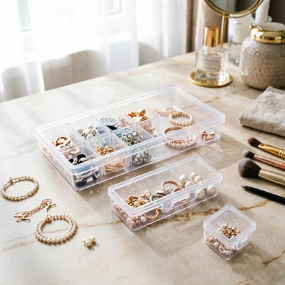 112 Pieces Mixed Sizes Rectangular Empty Mini Clear Plastic Organizer Box | - Image 4