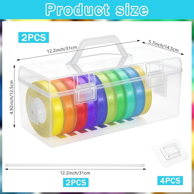 HFYZZ 2 Pack Plastic Ribbon Organizer Container, Christmas Ribbon Spool Holder - Image 2