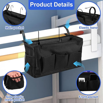 2Pcs Bedside Caddy Oxford Cloth Bedside Storage Organizer Large Capacity - Image 2