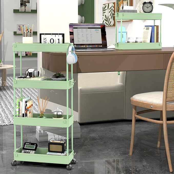 SPACEKEEPER Slim Rolling Storage Cart, 4 Tier Bathroom Cart Organizer, Mobile - Image 3