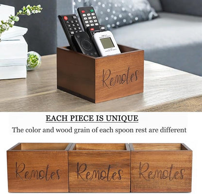 Acacia Wood Remote Control Holder Caddy, TV Organizer - Image 8