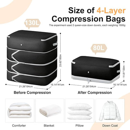 Comforter Storage Bag - 130L Large Capacity Blanket Storage Bags 4-Layer Ultra - Image 2