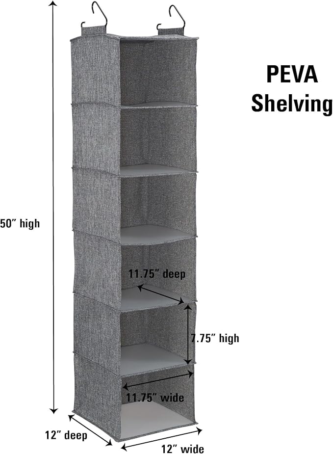 Household Essentials 6 Shelf Hanging Closet Organizer, Hanging Closet Shelf - Image 3