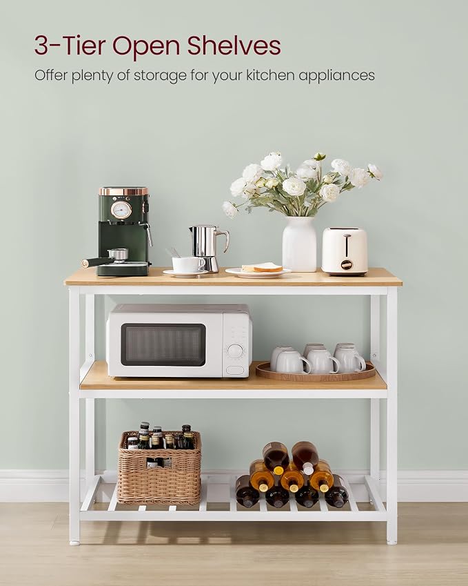 VASAGLE Kitchen Island with 3 Shelves, 39.4 Inches Width Kitchen Shelf with - Image 4