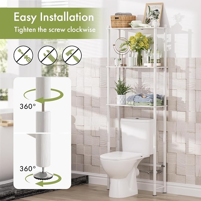 AmazerBath Bamboo Over The Toilet Storage Shelf, 3-Tier Bathroom Over Toilet - Image 5