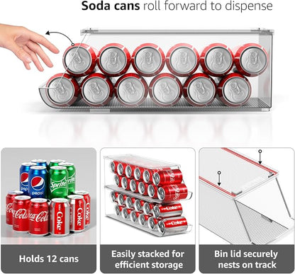 Sorbus Soda Can Organizer for Refrigerator Stackable Can Holder Dispenser - Image 4