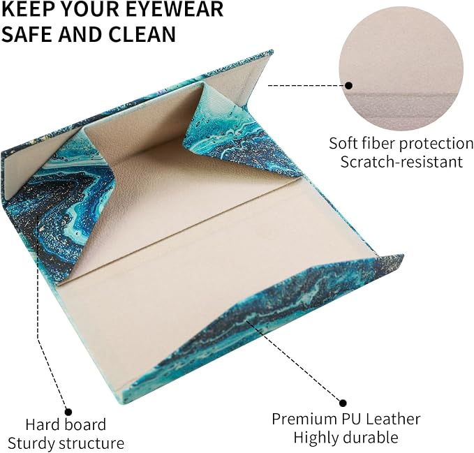 Foldable Glasses Case, Magnetic PU Leahter Sunglasses Case, Cute Hard Shell - Image 4