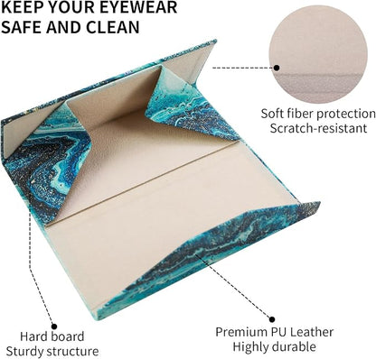 Foldable Glasses Case, Magnetic PU Leahter Sunglasses Case, Cute Hard Shell - Image 4