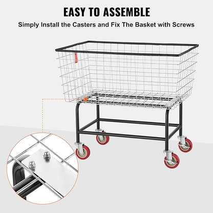 VEVOR Wire Laundry Cart, 3.8Bushel Wire Laundry Basket - Image 6