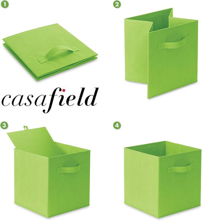 Casafield Set of 6 Collapsible Fabric Cube Storage Bins, Lime Green - Image 6
