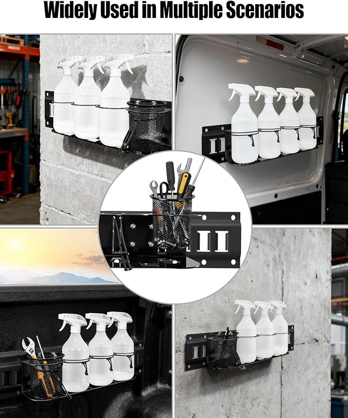 2 Pack E-Track Spray Bottle Holder, Heavy Duty Spray Can Rack - Image 6