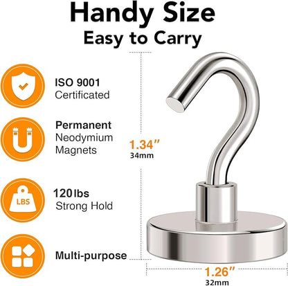 MIKEDE Strong Magnetic Hooks, 120Lbs Heavy Duty Magnetic Hooks - Image 6