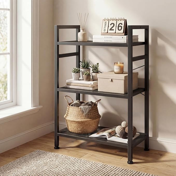 DUMOS 3 Tier Bookshelf, Home Office Bookcase Shelf Storage Organizer | Free - Image 7