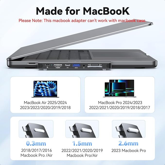 USB C Hub Adapter for MacBook Pro/Air M5 M4 M3 M2 M1 2025-2018 13" 15" 16" - Image 8
