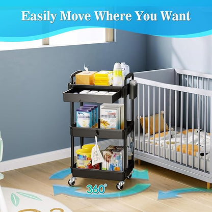 SUNALLY 3 Tier Rolling Cart - Image 5