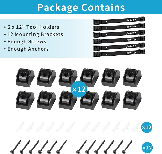6 Pieces 12" Magnetic Tool Holder Strip, Metal Tool Organizer Rack - Image 7