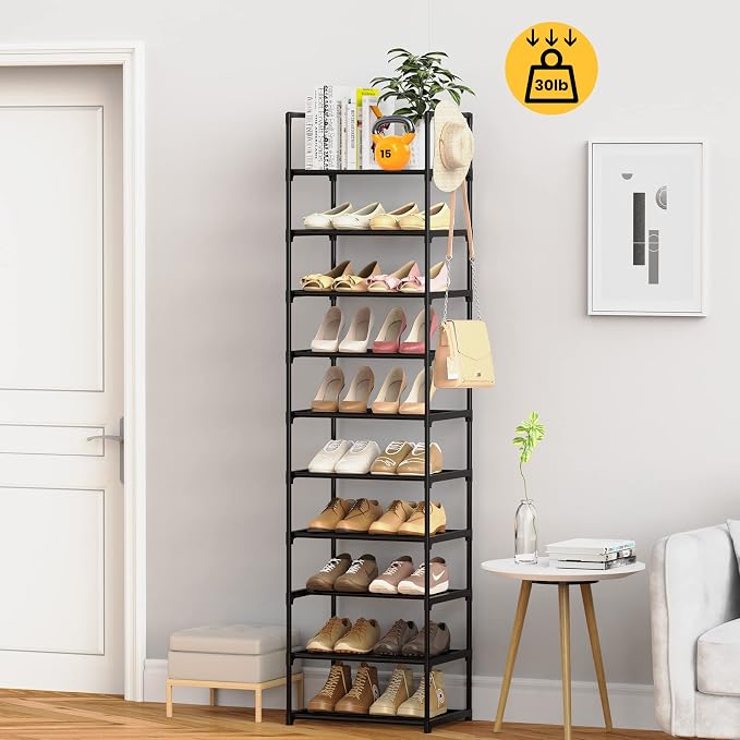 Narrow Shoe Rack 10 Tiers Tall Shoe Rack - Image 2