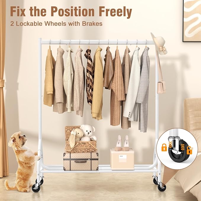 EAGMAK Heavy Duty Clothes Rack Load 420 LBS, 47.2" Long Rolling Garment Rack - Image 7
