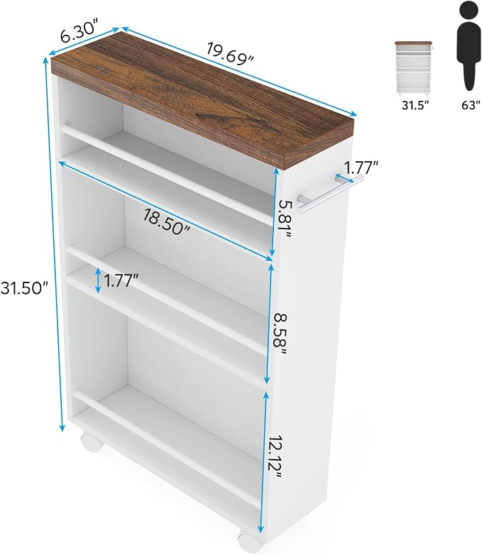 Tribesigns Slim Storage Cart, Rolling Narrow Kitchen Cart on Wheels - Image 2
