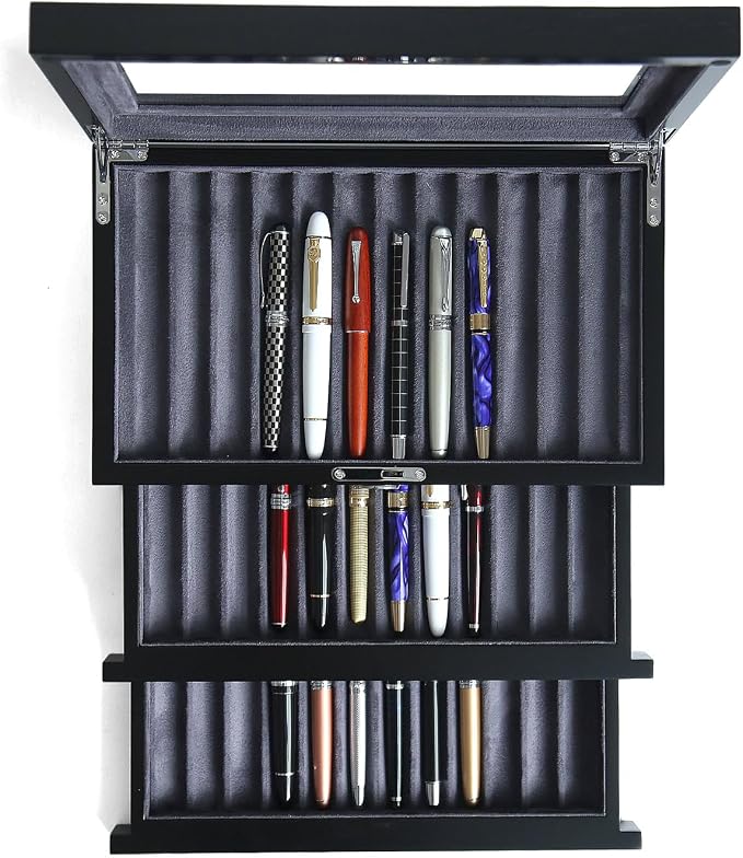wood pen display case 36 slot Fountain pen Box storage Organizer by Besforu