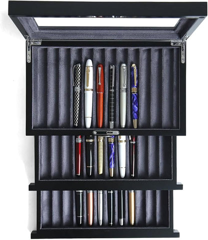 wood pen display case 36 slot Fountain pen Box storage Organizer by Besforu