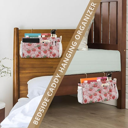 Pink Blossoms and Strawberries Bedside Caddy - Image 7
