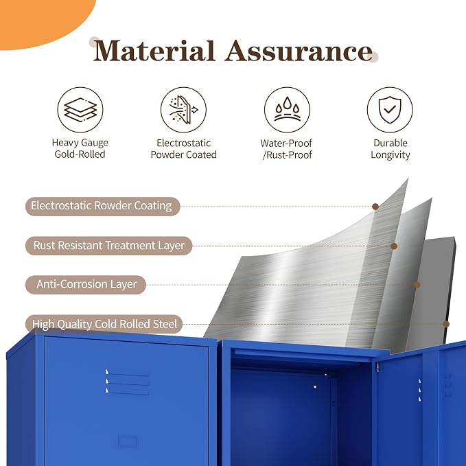 Metal Locker Storage Cabinets 59.06"H Navy Blue Locking File Cabinets Kitchen - Image 6