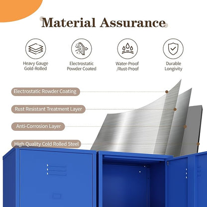 Metal Locker Storage Cabinets 59.06"H Navy Blue Locking File Cabinets Kitchen - Image 6