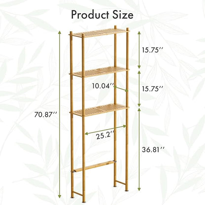 AmazerBath Bamboo Over The Toilet Storage Shelf, 3-Tier Bathroom Over Toilet - Image 2