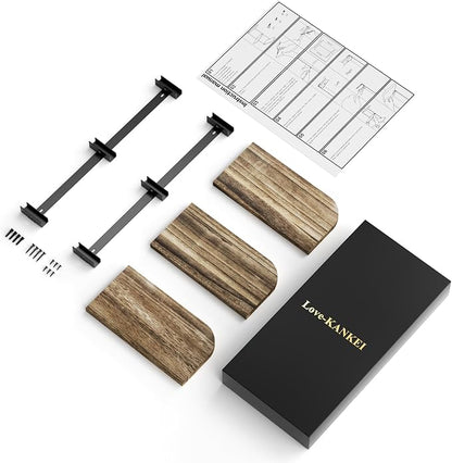 Love-KANKEI Corner Wall Shelf, Solid Wood, Carbonized Black | Easy to Install - Image 8