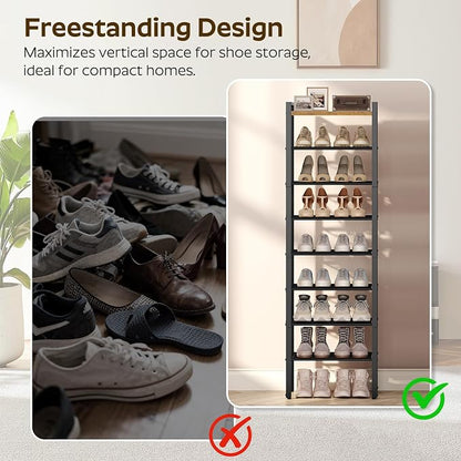 YATINEY 8-Tier Narrow Shoe Rack, Tall Shoe Rack - Image 4