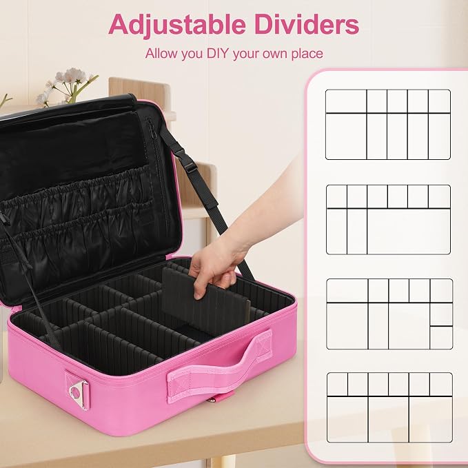 Relavel Makeup Case Large Makeup Bag Professional Train Case Travel Cosmetic - Image 2