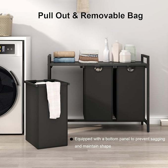 Laundry Hamper, Two -Color 3 Section Laundry Basket - Image 6