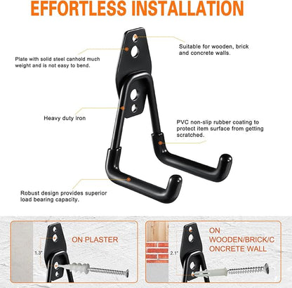 Heavy Duty Garage Hooks 6 Pack, 2.8 inch Small U Shaped Hanger, Wall Mounted - Image 3