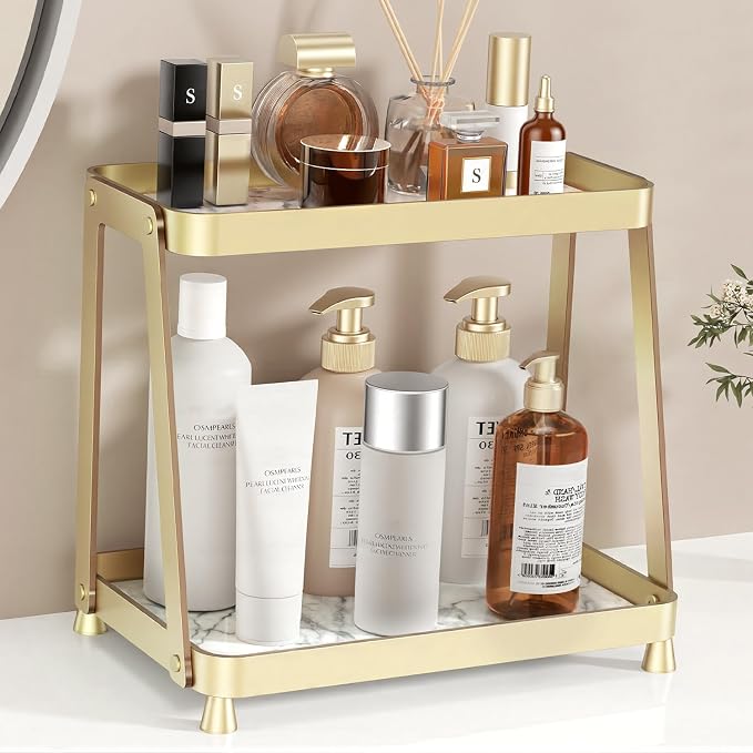 2-Tier Acrylic Bathroom Vanity Organizer, Holds Cosmetics, Makeup & Skincare by LEWONO