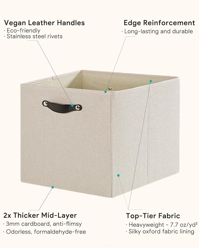 Storage Cube Bins | 7.7 oz/yd² Fabric Cubby Organizer Baskets - Image 5