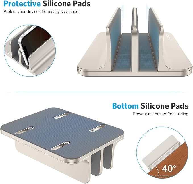 OMOTON Vertical Laptop Stand, Desktop Aluminum Mac Book Stand - Image 6