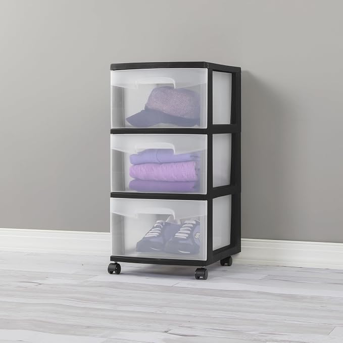 3 Drawer Rolling Plastic Storage Cart - Image 5