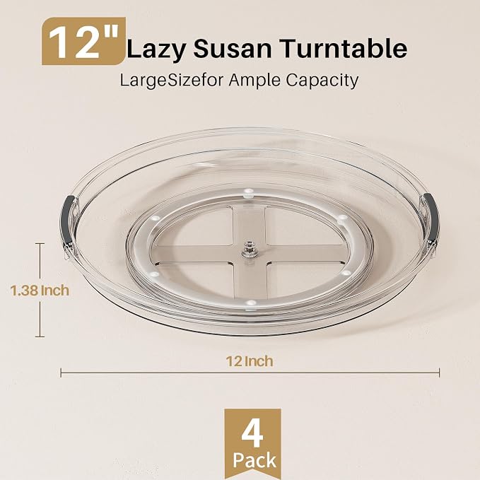 LAMU 4 Pack 12'' Lazy Susan Organizer Turntable - Image 2